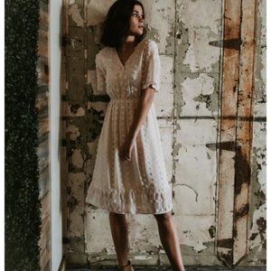 Piper&Scoot - Warba Swiss Dot Empire Dress/Cream